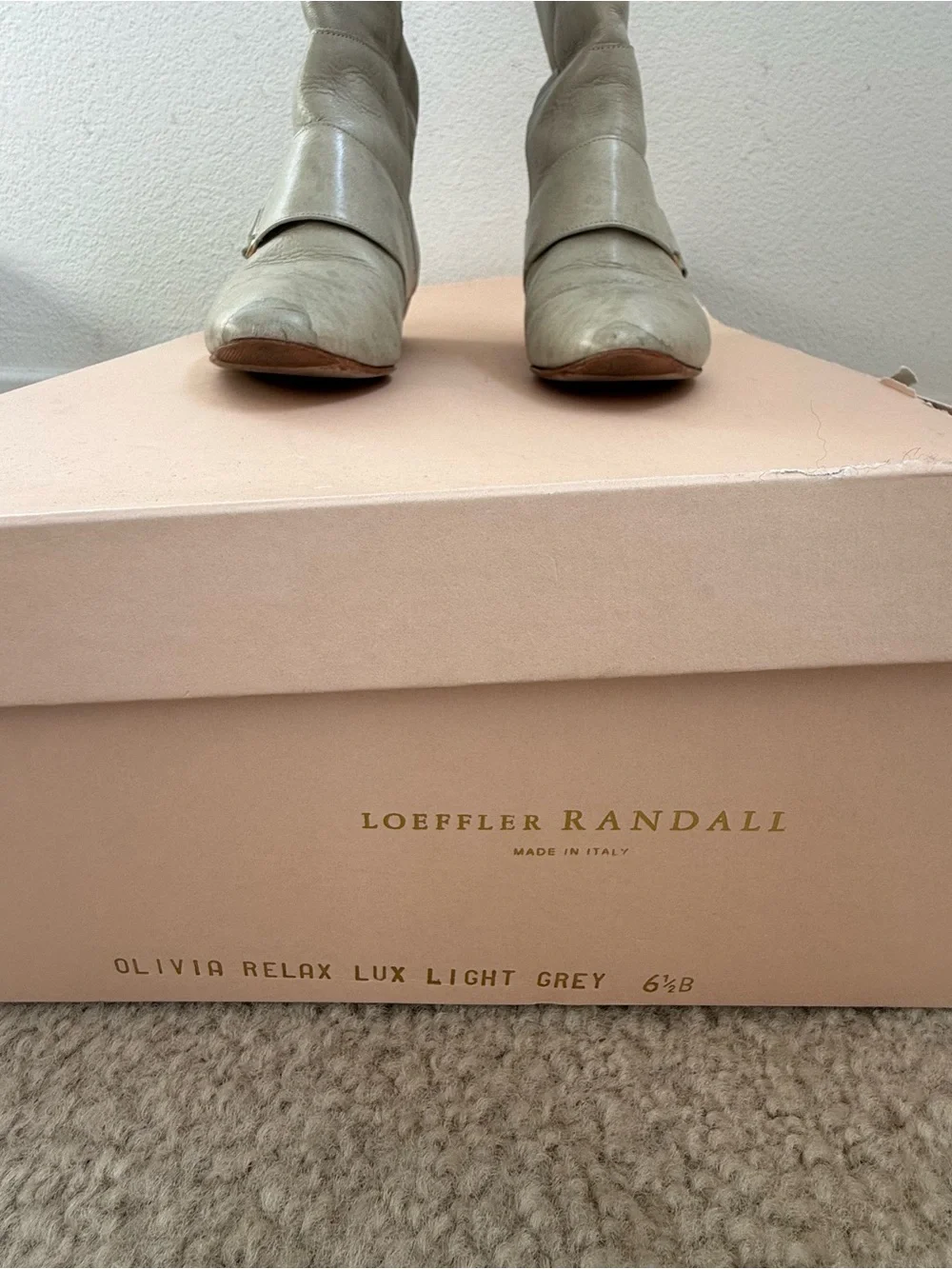Loeffler Randall Light Grey Knee high Leather Boots